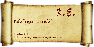 Kányi Ernő névjegykártya